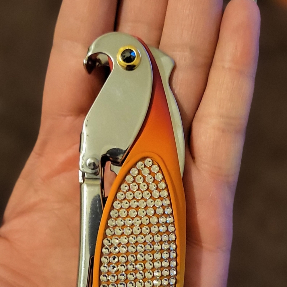 Crystal parrot corkscrew wine opener
